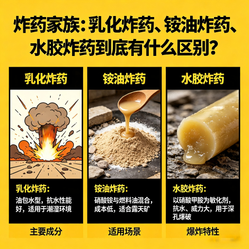 平阳炸药家族：乳化炸药、铵油炸药、水胶炸药到底有什么区别？